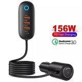 АЗП 1*Type-C+3*USB USAMS US-CC161Car Charger 3USB +Type-C 156W With Cigarette Lighter Black CC161CC01 фото