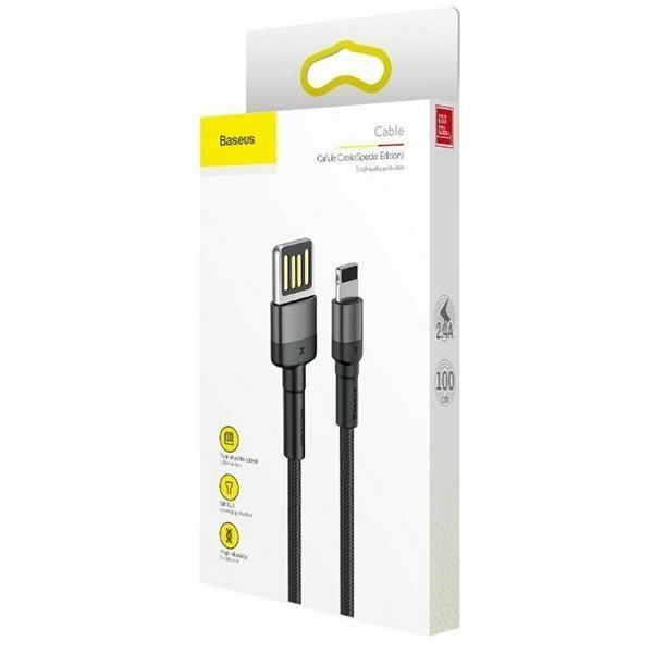 кабель USB&rarr;Lightning Baseus Cafule Cable Special Edition 1 метр 2.4A Grey+Black (CALKLF-GG1) CALKLF-GG1 фото