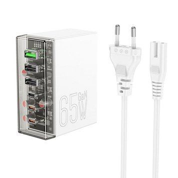 МЗП 3*Type-C + 3*USB 65 Watt HOCO N36 Fuerza six-port |65W/3A, PD/QC| White 6942007606608 фото