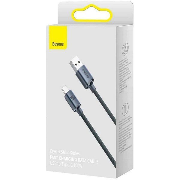 Кабель USB&rarr;Type C 2м BASEUS Crystal Shine Series 2 метра 5A 100W Black (CAJY000501) CAJY000501 фото