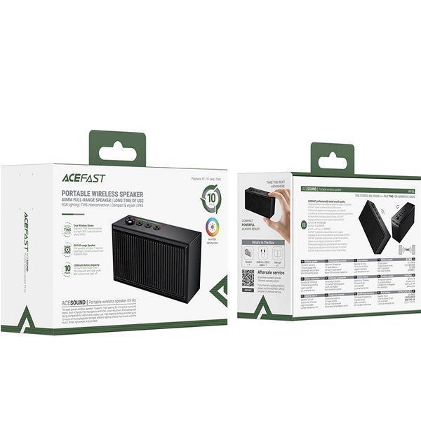 Портативна колонка ACEFAST K9 Go 5W, 10Hours, BT6.0, AUX, FM, TF, USB, 1200mAh Black 6974316286301 фото
