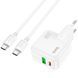 МЗП 1*Type-C + 1*USB 30 Watt Hoco C111A Lucky + cable Type-C to Type-C White (HC111ACCW) 6931474790880 фото 2
