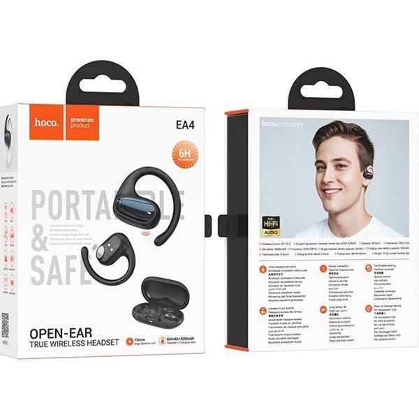 Bluetooth TWS навушники HOCO EA4 Cloud open true wireless sleep BT headset Black 6942007623612 фото