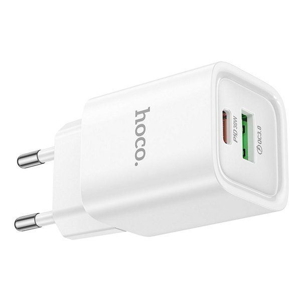 МЗП 1*Type-C + 1*USB 30 Watt HOCO C149A Charm PD30W+QC3.0 charger (EU) White 6942007630337 фото
