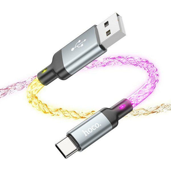 Кабель USB&rarr;Type C Hoco U112 Shine charging 1 метр 3A Gray 6931474788818 фото