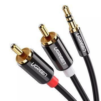 Кабель аудiо mini Jack 3,5 мм (вилка) - 2х RCA (вилка), 5м Black UGREEN AV116 (UGR-10591) UGR-10591 фото