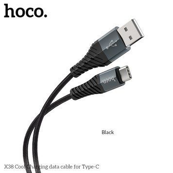 Кабель USB&rarr;Type C Hoco X38 Cool 1 метр 3A в оплетке Black 6931474710567 фото