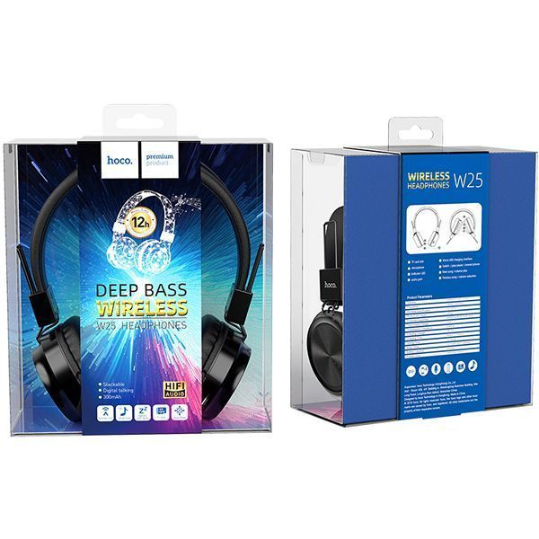 Bluetooth навушники HOCO W25 Promise - стерео накладные |MicroSD/AUX support| Black 6931474710062 фото
