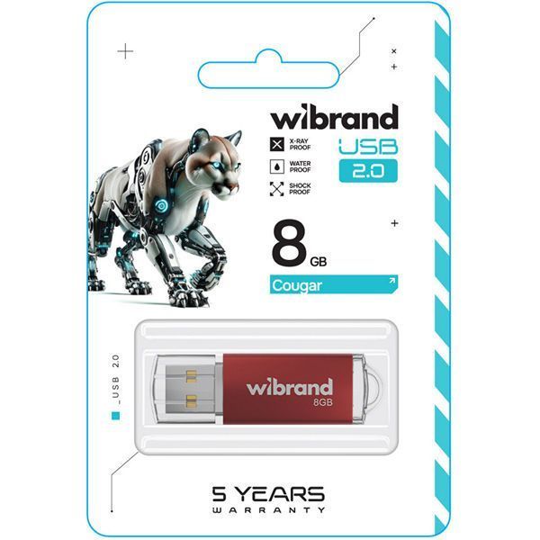 WIBRAND USB 2.0 Cougar 8GB Red (WI2.0/CU8P1R) WI2.0/CU8P1R фото