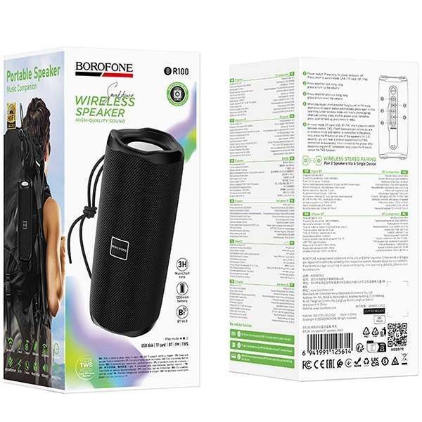 блютуз колонка Borofone BR100 Joy Sports BT 5W*2, Black 6941991125614 фото