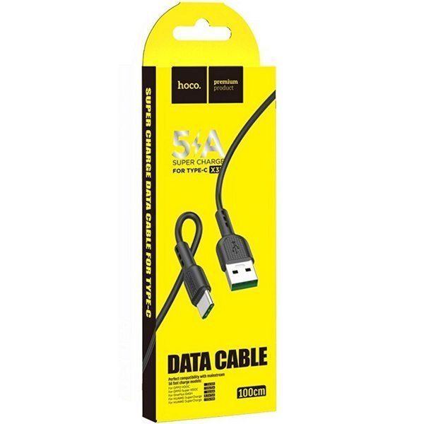 Кабель USB&rarr;Type C Hoco X33 Surge 1 метр 5A круглый ПВХ Black 6931474706119 фото