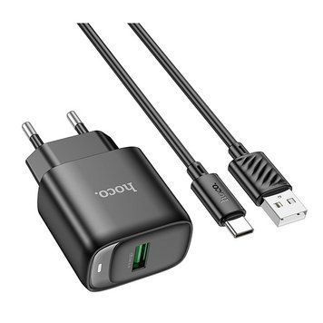 МЗП 1*USB 3000mA HOCO C140A Smart + Type-C кабель |QC3.0/FCP/AFC 3A/18W| Black 6942007627825 фото