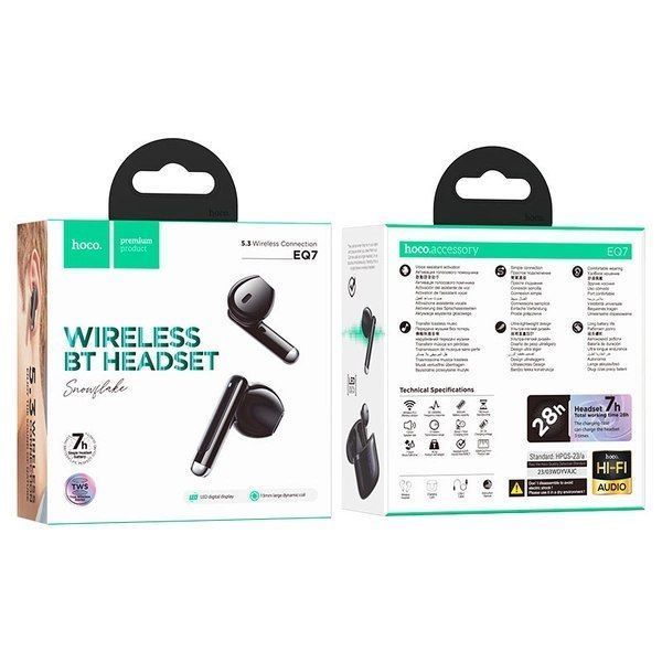 Bluetooth TWS навушники HOCO EQ7 PSnowflake Black 6942007617727 фото