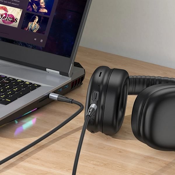 Кабель аудіо AUX 1м Hoco UPA22 silicone Black 6931474769459 фото
