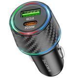 АЗП 1*Type-C+1*USB BOROFONE BZ21 Brilliant 48W dual port PD30W+QC3.0 Black 6941991101175 фото