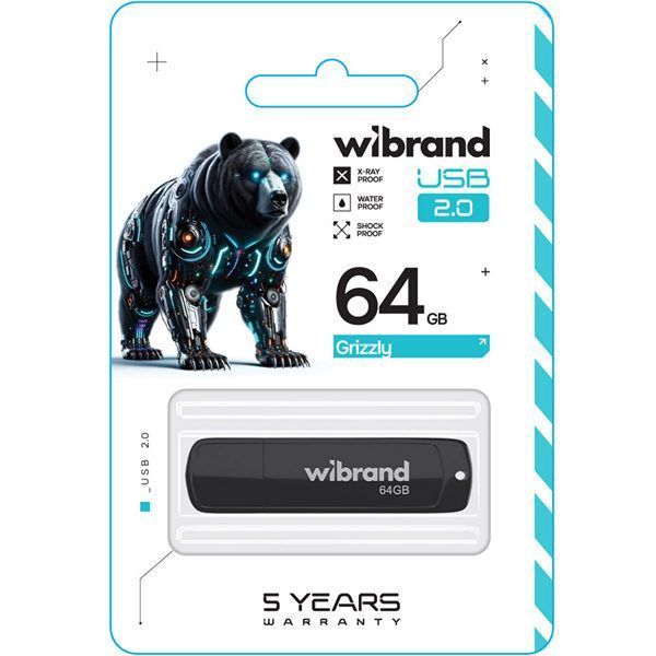 Wibrand USB 2.0 Grizzly 64GB Black (WI2.0/GR64P3B) WI2.0/GR64P3B фото