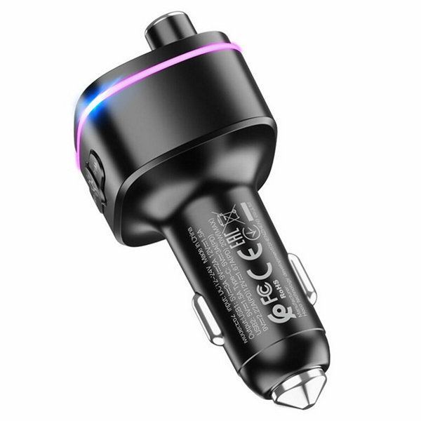 АЗП з FM-модулятором 2*USB HOCO E62 Fighter QC3.0 car BT FM transmitter Black 6931474756299 фото