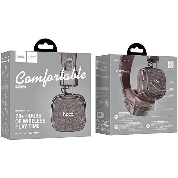Bluetooth навушники HOCO W56 Earl |BT5.4/AUX, 28h, Type-C| Brown 6942007633338 фото
