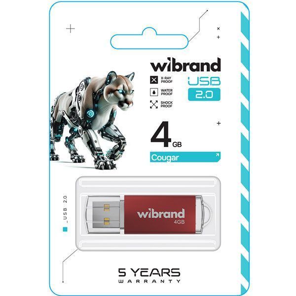 WIBRAND USB 2.0 Cougar 4GB Red (WI2.0/CU4P1R) WI2.0/CU4P1R фото