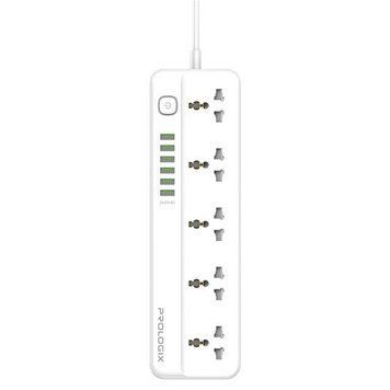 Мережевий фiльтр ProLogix PR-SC5614W) мідь 2.5 кВт, 5 розеток, 6 USB AUTO ID, 2 м, White PR-SC5614W фото