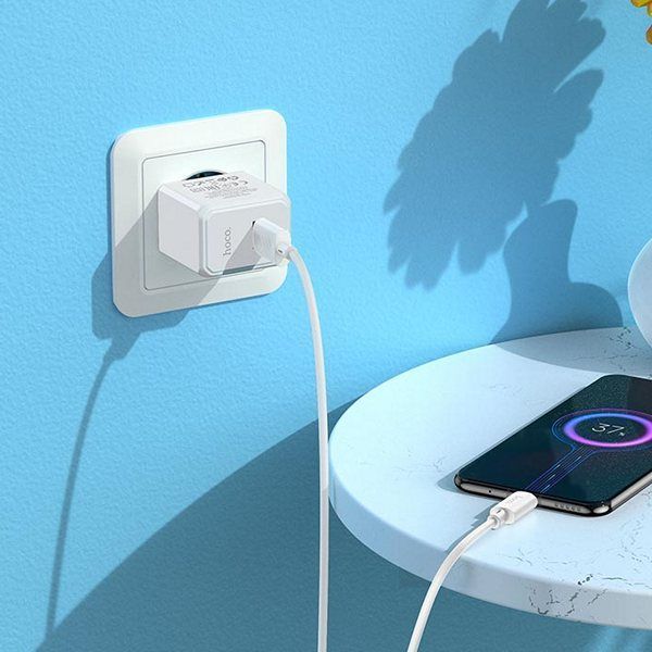 МЗП 1*USB 10.5 Watt Hoco CS11A Ocean + microUSB кабель, White (HCS11AMW) 6942007603591 фото