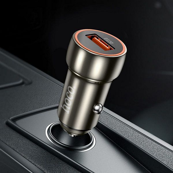 АЗП 1*USB HOCO Z46 |1USB, QC3.0, 3A, 18W| Metal Gray 6931474770271 фото