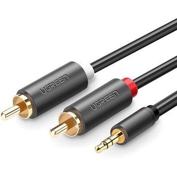 Кабель аудiо mini Jack 3,5 мм (вилка) - 2х RCA (вилка), 1 м Gray UGREEN Hi-Fi (#10772) #10772 фото