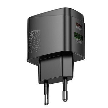 МЗП 1*Type-C + 1*USB 30 Watt Hoco CS61A Bright PD/QC Black 6942007638425 фото