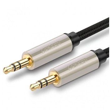 Кабель аудио AUX 1м UGREEN Silver-Plated Core - тканевая оплетка, Gray (#10602) #10602 фото