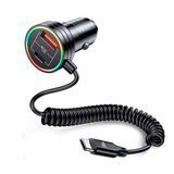 АЗП 1*Type-C+1*USB USAMS US-CC167 C33 60W Car Charger With Spring Cable Black CC167CC01 фото