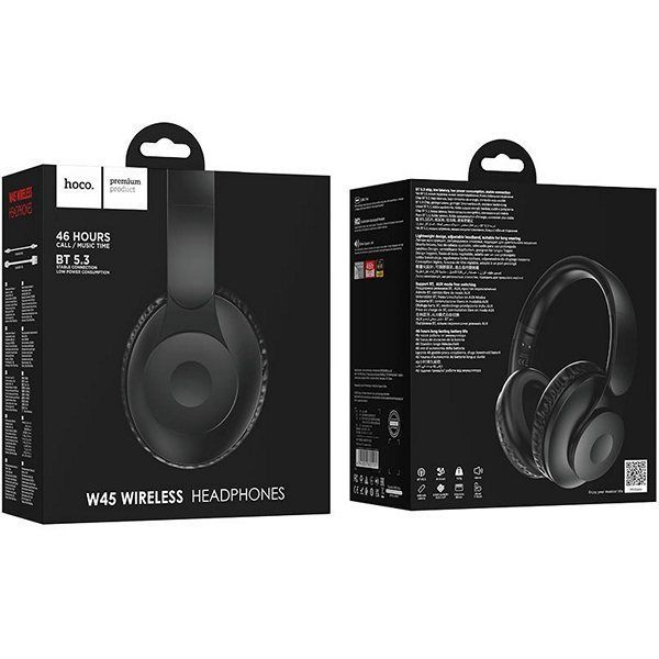 Bluetooth навушники HOCO W45 Enjoy |BT5.3/AUX, 46h| Black 6942007601191 фото