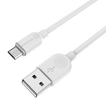 Кабель usb AM-microUSB Borofone BX14 LinkJet 1 метр White 6957531089988 фото