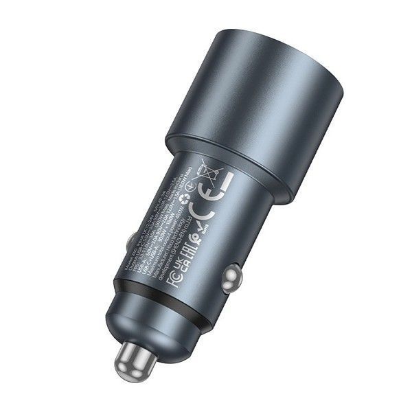 АЗП 1*Type-C+1*USB HOCO Z60 Bloom 48W PD30W+QC3.0 Metal Gray 6942007642095 фото