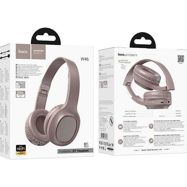 Bluetooth навушники HOCO W46 Charm |BT5.3/AUX, 20h, Type-C| Brown 6942007601726 фото