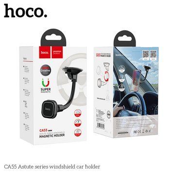 Автотримач HOCO магнітний CA55 Astute series windshield Black-Grey (HCA55B) 6931474707543 фото