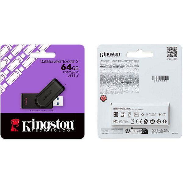 KINGSTON USB 3.2 DataTreveler Exodia S Black 64GB (DTXS/64GB) DTXS/64GB фото