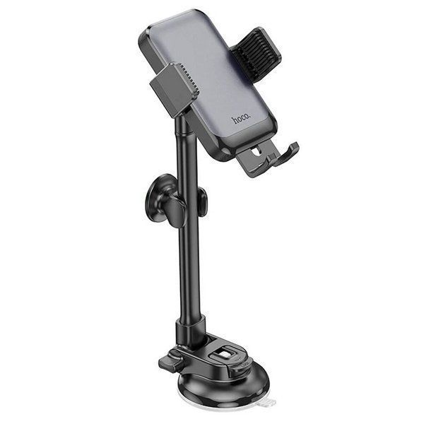 Автотримач HOCO механічний H27 Rock push-type, center console Black gray 6942007608923 фото