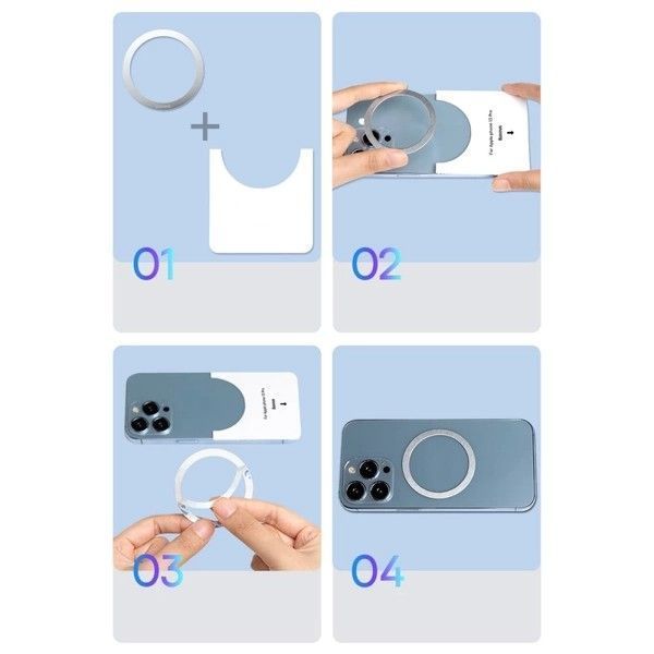 Пластина BASEUS Halo Series Magnetic Metal Ring для магнітного тримача（2pcs/pack）Silver PCCH000012 фото