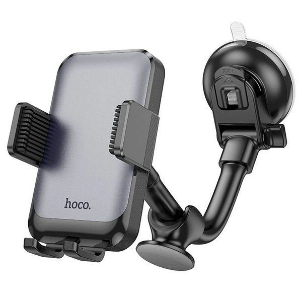 Автотримач HOCO механічний H27 Rock push-type, center console Black gray 6942007608923 фото